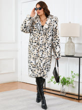 Thermal Leopard Faux Fur Hooded Outerwear White OutfitFlow