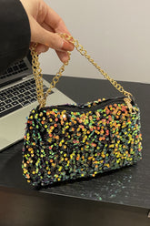 Sequin Removable Strap Shoulder Bag Yellow-Green One Size OutfitFlow