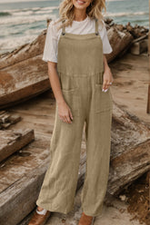 Full Size Wide Leg Front Pocket Jumpsuit Camel OutfitFlow