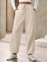 Ivy Lane Drawstring Joggers with Pockets Tan OutfitFlow