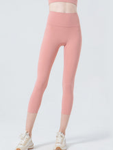 Wide Waistband Cropped Sports Leggings Coral OutfitFlow