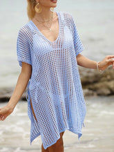 Side Tied V-Neck Cover-Up Light Blue One Size OutfitFlow