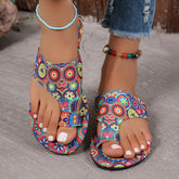 Toe Loop Flats Sandals Red OutfitFlow