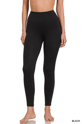 Zenana Brushed Microfiber Full Length Leggings Black OutfitFlow