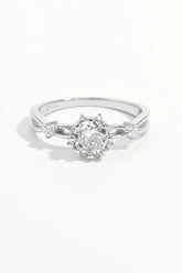 925 Sterling Silver Inlaid Zircon Ring Silver OutfitFlow