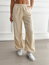 Devine Drawstring Joggers with Pockets Cream OutfitFlow