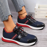 Round Toe Platform Sneakers Navy OutfitFlow