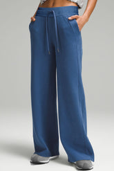 Drawstring Elastic Waist Straight Leg Pants Dusty Blue S OutfitFlow