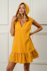 BiBi Ruffled French Terry Hooded Dress MUSTARD OutfitFlow