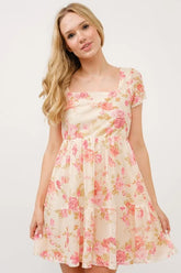 And The Why Square Neck Tiered Floral Fishnet Dress Multi OutfitFlow