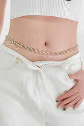 Rhinestones Alloy Belt Gold One Size OutfitFlow