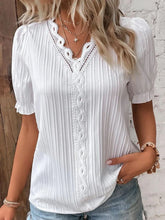 Full Size Lace Detail V-Neck Blouse Plus Size White OutfitFlow
