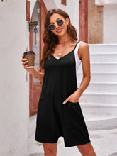 Lovelet Spaghetti Strap Romper with Pockets Black OutfitFlow