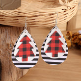 Christmas Tree PU Leather Earrings Black One Size OutfitFlow