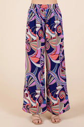 Mittoshop Abstract Print Elastic Waist Wide Leg Pants COBALT MULTI OutfitFlow