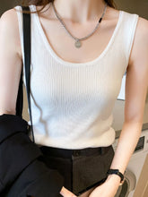 Plus Size Ribbed Scoop Neck Tank White OutfitFlow