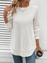 Casual Texture Knit Long Sleeve T-Shirt White Trendsi