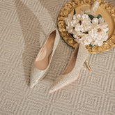Point Toe Stiletto Pumps Gold OutfitFlow