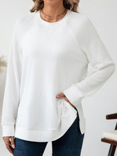 Round Neck Raglan Sleeve Top White OutfitFlow