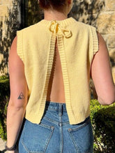 Back Tie Detail Sweater Vest Yellow OutfitFlow