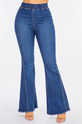 American Bazi High Waist Curvy Flare Jeans DK Blue OutfitFlow