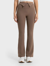 Millennia Wide Waistband Bootcut Sport Pants Taupe OutfitFlow