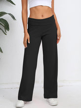 Elastic Waist Wide Leg Pants Black OutfitFlow