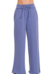 Zenana Fleece Exposed Seam Wide Leg Sweatpants MARLIN OutfitFlow