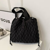 Drawstring Bubble Texture Tote Bag Black One Size OutfitFlow