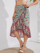 Tie Waistband Flounce Hem Midi Skirt Multicolor OutfitFlow