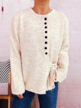 Button-Front Side-Tie Sweater Apricot One Size OutfitFlow