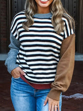 Striped Panels Colorblock Sleeve Sweater Stripe OutfitFlow