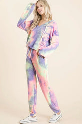 BiBi Tie Dye French Terry Top and Bottom Set BLUE TIE DYE OutfitFlow