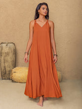Ruched Twisted Back Sleeveless Maxi Cami Dress Pumpkin OutfitFlow