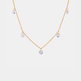 Stainless Steel Rhinestone Charm Necklace Gold One Size OutfitFlow