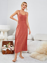 Scoop Neck Spaghetti Strap Night Dress Brick OutfitFlow