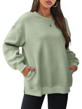 Oversized Long Sleeve Crewneck Sweatshirt Bean Green OutfitFlow