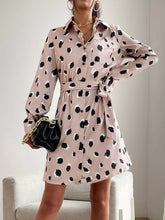 Printed Long Sleeve Mini Shirt Dress Pale Blush OutfitFlow