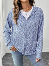 Textured Knit Zip-Up Jacket Blue OutfitFlow