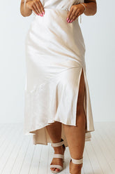 Plus Size Slit Ruffled Skirt White OutfitFlow