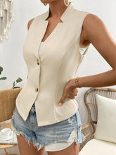 Button Down Vest Coat Tan OutfitFlow