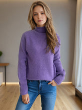 Turtleneck Long Sleeve Sweater Lavender One Size OutfitFlow