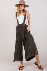 SAGE + FIG Full Size Wide Strap Wide Leg Overalls Black OutfitFlow