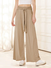Tied Wide Leg Pants with Pockets Tan OutfitFlow