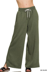 Zenana Scuba Drawstring Pants DK OLIVE OutfitFlow