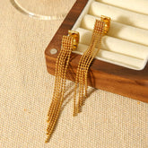 18K Gold-Plated Tassel Chain Earrings Gold onesize OutfitFlow