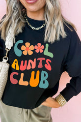 Letter Graphic Round Neck Long Sleeve Sweatshirt Black OutfitFlow