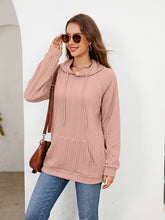Raglan Sleeve Front Pocket Hoodie Peach OutfitFlow