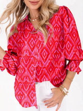 Diamond Print Flounce Sleeve Shirt Strawberry OutfitFlow