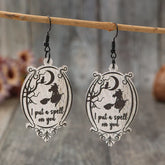 Witch Wooden Dangle Earrings Black One Size OutfitFlow